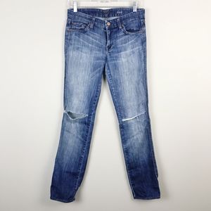 7FAM | Kate Distressed Knee Straight Jeans